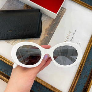 2023 Goggle Kurt Cobain Glasses Oval Sunglasses Ladies Trendy Vintage Retro 4S194 Women's white black Eyewear UV400