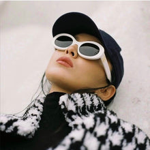 Load image into Gallery viewer, 2023 Goggle Kurt Cobain Glasses Oval Sunglasses Ladies Trendy Vintage Retro 4S194 Women&#39;s white black Eyewear UV400