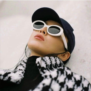 2023 Goggle Kurt Cobain Glasses Oval Sunglasses Ladies Trendy Vintage Retro 4S194 Women's white black Eyewear UV400