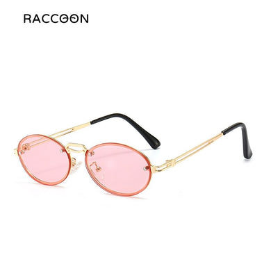2023 Gold Metal Oval Sunglasses Women Retro Purple Pink Round Sun Glasses Men Gradient Lens Uv400 Outdoor Accessories Eyewear