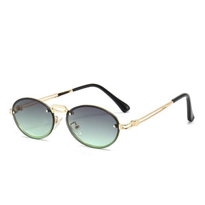2023 Gold Metal Oval Sunglasses Women Retro Purple Pink Round Sun Glasses Men Gradient Lens Uv400 Outdoor Accessories Eyewear