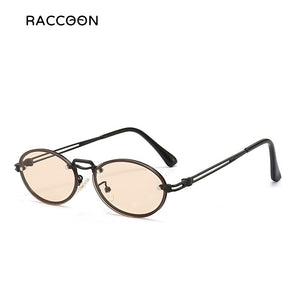 2023 Gold Metal Oval Sunglasses Women Retro Purple Pink Round Sun Glasses Men Gradient Lens Uv400 Outdoor Accessories Eyewear