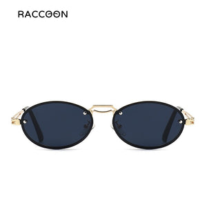 2023 Gold Metal Oval Sunglasses Women Retro Purple Pink Round Sun Glasses Men Gradient Lens Uv400 Outdoor Accessories Eyewear