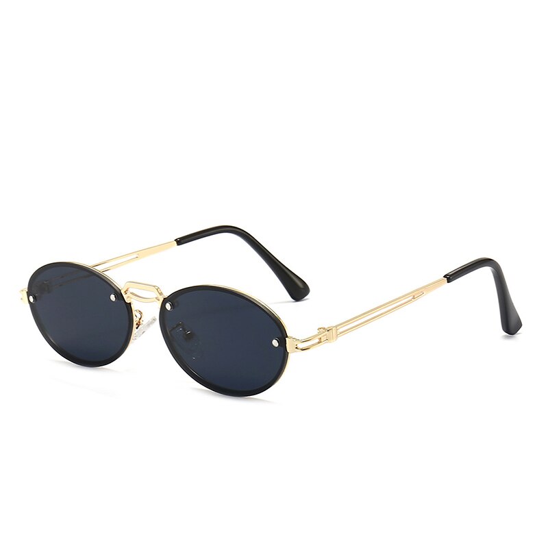 2023 Gold Metal Oval Sunglasses Women Retro Purple Pink Round Sun Glasses Men Gradient Lens Uv400 Outdoor Accessories Eyewear