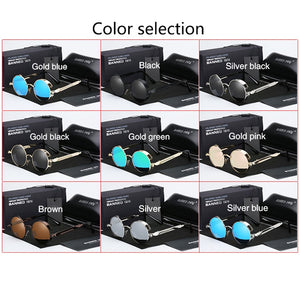 2023 HD Polarized Round Metal Sunglasses UV400 Men's Sun glasses Feminin Women's Vintage Gafas De Sol Metal Goggles With box