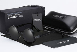 2023 HD Polarized Round Metal Sunglasses UV400 Men's Sun glasses Feminin Women's Vintage Gafas De Sol Metal Goggles With box