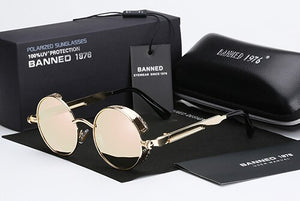 2023 HD Polarized Round Metal Sunglasses UV400 Men's Sun glasses Feminin Women's Vintage Gafas De Sol Metal Goggles With box