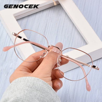 2023  Women Titanium Optical Eyeglasses Frame Women Retro Round Myopia Prescription Glasses Frame Lady Alloy Eyewear