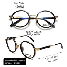 Load image into Gallery viewer, 2023 Korea Men Round Acetate Alloy Optical Glasses Frame Women Retro Myopia Prescription Eyeglasses Frame Vintage Eyewear