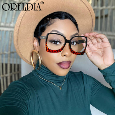 2023 Latest Flat Glasses Ladies Square Big Frame Leopard Gradient Leopard Print Frame Retro Female Myopia Glasses Hot