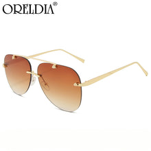Load image into Gallery viewer, 2023 Latest Ladies Sunglasses Oval Rimless Frog Mirror Ladies Gradient Color Glasses Metal Temple Sunglasses Men UV400