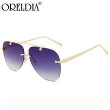 Load image into Gallery viewer, 2023 Latest Ladies Sunglasses Oval Rimless Frog Mirror Ladies Gradient Color Glasses Metal Temple Sunglasses Men UV400