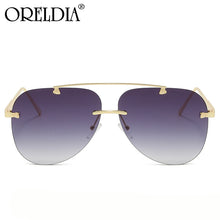 Load image into Gallery viewer, 2023 Latest Ladies Sunglasses Oval Rimless Frog Mirror Ladies Gradient Color Glasses Metal Temple Sunglasses Men UV400