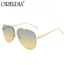 Load image into Gallery viewer, 2023 Latest Ladies Sunglasses Oval Rimless Frog Mirror Ladies Gradient Color Glasses Metal Temple Sunglasses Men UV400