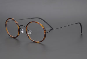 2023 Linder Brand Designer Hand-Made Ultralight Retro Round Alloy Prescription Glasses Frame For Men Women Optical Eyeglasses