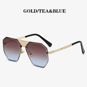 2023  Brand Design Metal Maibakh Men's Sunglasses Trimming Frameless Toad Personality Hollow Punk Ladies Glasses