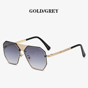 2023  Brand Design Metal Maibakh Men's Sunglasses Trimming Frameless Toad Personality Hollow Punk Ladies Glasses