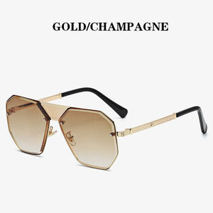2023  Brand Design Metal Maibakh Men's Sunglasses Trimming Frameless Toad Personality Hollow Punk Ladies Glasses
