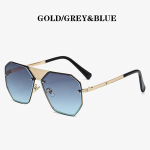 2023  Brand Design Metal Maibakh Men's Sunglasses Trimming Frameless Toad Personality Hollow Punk Ladies Glasses