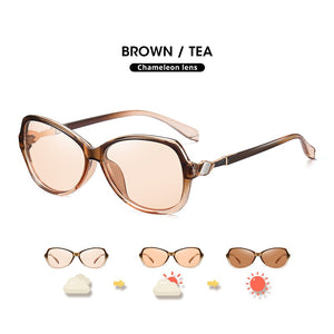 2023  Brand Diamond Square Photochromic Sunglasses Women Polarized Tinted lens Anti-glare Sun Glasses lunette soleil femme
