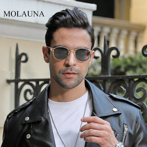 2023  Brand Round Steampunk Sunglasses Men  Punk Sun Glasses For Women With A Bag Oval Sunglass Gafas De Sol Hombre