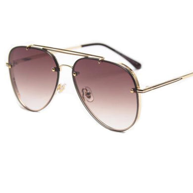 2023  Brand Sunglasses Women Pilot Style  Popular Brown Gradient Sun Glasses Metal Frame Gorgeous Eyewear Oculos