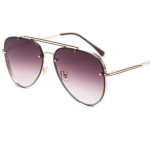 2023  Brand Sunglasses Women Pilot Style  Popular Brown Gradient Sun Glasses Metal Frame Gorgeous Eyewear Oculos