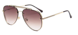 2023  Brand Sunglasses Women Pilot Style  Popular Brown Gradient Sun Glasses Metal Frame Gorgeous Eyewear Oculos