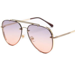 2023  Brand Sunglasses Women Pilot Style  Popular Brown Gradient Sun Glasses Metal Frame Gorgeous Eyewear Oculos