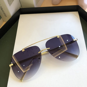 2023     Designer Oval Rimless SunglassesSummer Glasses Sun glasses For Men Women UV400 Sunglasses