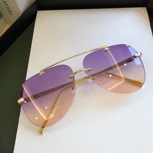 2023     Designer Oval Rimless SunglassesSummer Glasses Sun glasses For Men Women UV400 Sunglasses