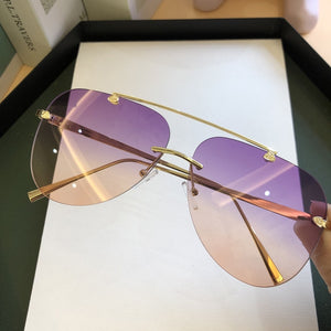 2023     Designer Oval Rimless SunglassesSummer Glasses Sun glasses For Men Women UV400 Sunglasses
