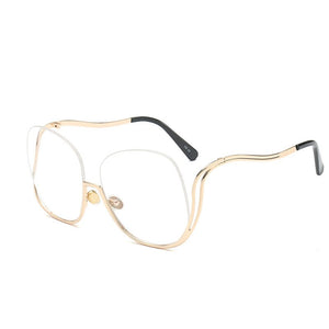 2023  ladies big frame ladies personality half frame big glasses European and American trend wearing sunglasses