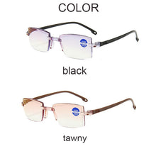 Load image into Gallery viewer, 2023 Men Women Rimless Reading Glasses Anti Blue Light Bifocal Far Near Magnification Eyewear Presbyopic Glasses +150 +200