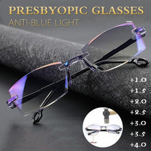 Load image into Gallery viewer, 2023 Men Women Rimless Reading Glasses Anti Blue Light Bifocal Far Near Magnification Eyewear Presbyopic Glasses +150 +200