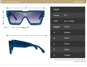 2023 Men's Women's Square Gradient Sunglasses Retro Oversized Brand Designer Sunglasses UV400