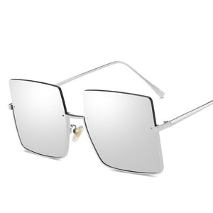 2022 Metal Semi-rimless Sunglasses Women Retro Oversized Square Sun Glasses Men Fashion Half Metal Frame Streetwear Eyewear