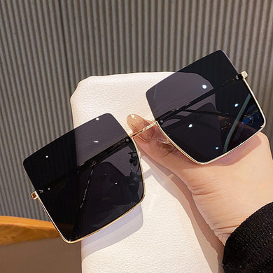2022 Metal Semi-rimless Sunglasses Women Retro Oversized Square Sun Glasses Men Fashion Half Metal Frame Streetwear Eyewear