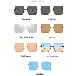 2022 Metal Semi-rimless Sunglasses Women Retro Oversized Square Sun Glasses Men Fashion Half Metal Frame Streetwear Eyewear