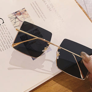 2022 Metal Semi-rimless Sunglasses Women Retro Oversized Square Sun Glasses Men Fashion Half Metal Frame Streetwear Eyewear