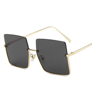 2022 Metal Semi-rimless Sunglasses Women Retro Oversized Square Sun Glasses Men Fashion Half Metal Frame Streetwear Eyewear