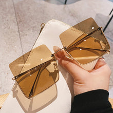 Load image into Gallery viewer, 2022 Metal Semi-rimless Sunglasses Women Retro Oversized Square Sun Glasses Men Fashion Half Metal Frame Streetwear Eyewear