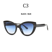 Carica l&#39;immagine nel visualizzatore di Gallery, 2023  brand cat eye sunglasses Big frame T Gradient lenses sun glasses for women men   9100