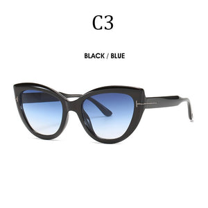 2023  brand cat eye sunglasses Big frame T Gradient lenses sun glasses for women men   9100