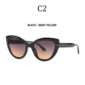 2023  brand cat eye sunglasses Big frame T Gradient lenses sun glasses for women men   9100