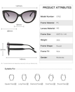 2023  brand cat eye sunglasses Big frame T Gradient lenses sun glasses for women men   9100
