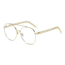 Load image into Gallery viewer, 2022  Round Border Upper and lower Mirror Beam Sunglaasses Women Retor Chain Temple Metal Material Sun Glasses Men gafas UV