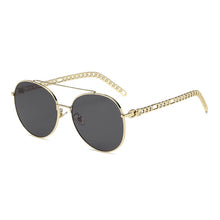 Load image into Gallery viewer, 2022  Round Border Upper and lower Mirror Beam Sunglaasses Women Retor Chain Temple Metal Material Sun Glasses Men gafas UV