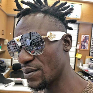2022  Brand Design Women Men Sunglasses Oversized Frame Leather Sun Glasses Man Hip Hop High Quality Male Female 2150 UV400