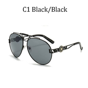 2022  Brand Design Women Men Sunglasses Oversized Frame Leather Sun Glasses Man Hip Hop High Quality Male Female 2150 UV400